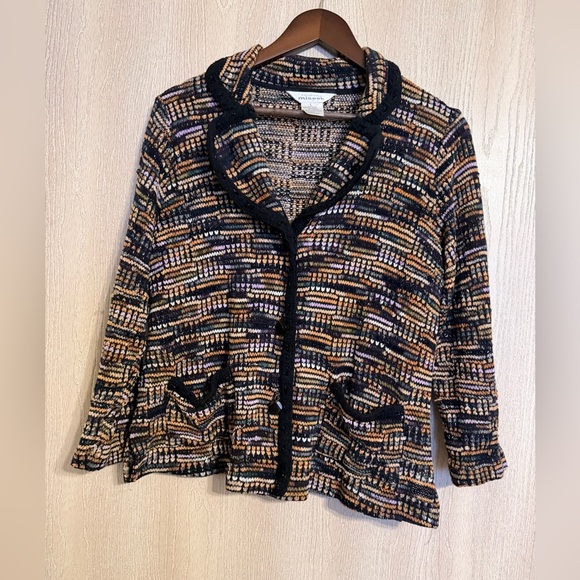 Misook Tops - Misook Black and Gold Patterned Women's Blazer Sweater